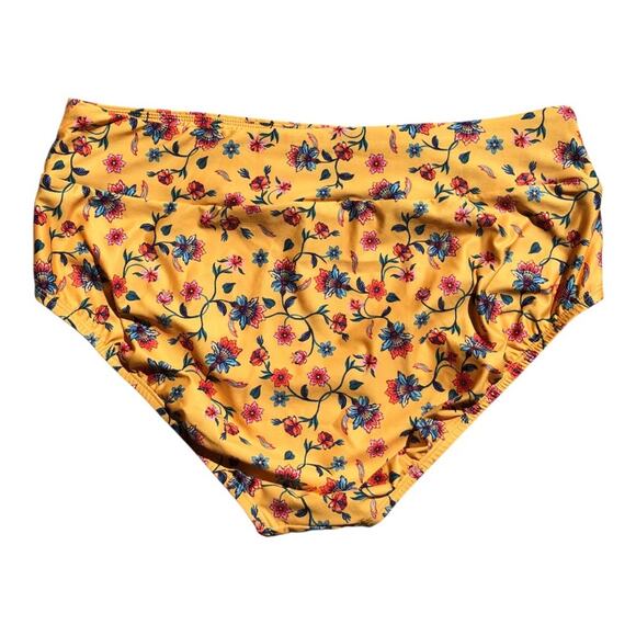 ModCloth NIP Sara Retro Charm Yellow Print High-Waisted Bikini Bottom Size XL - Picture 6 of 14